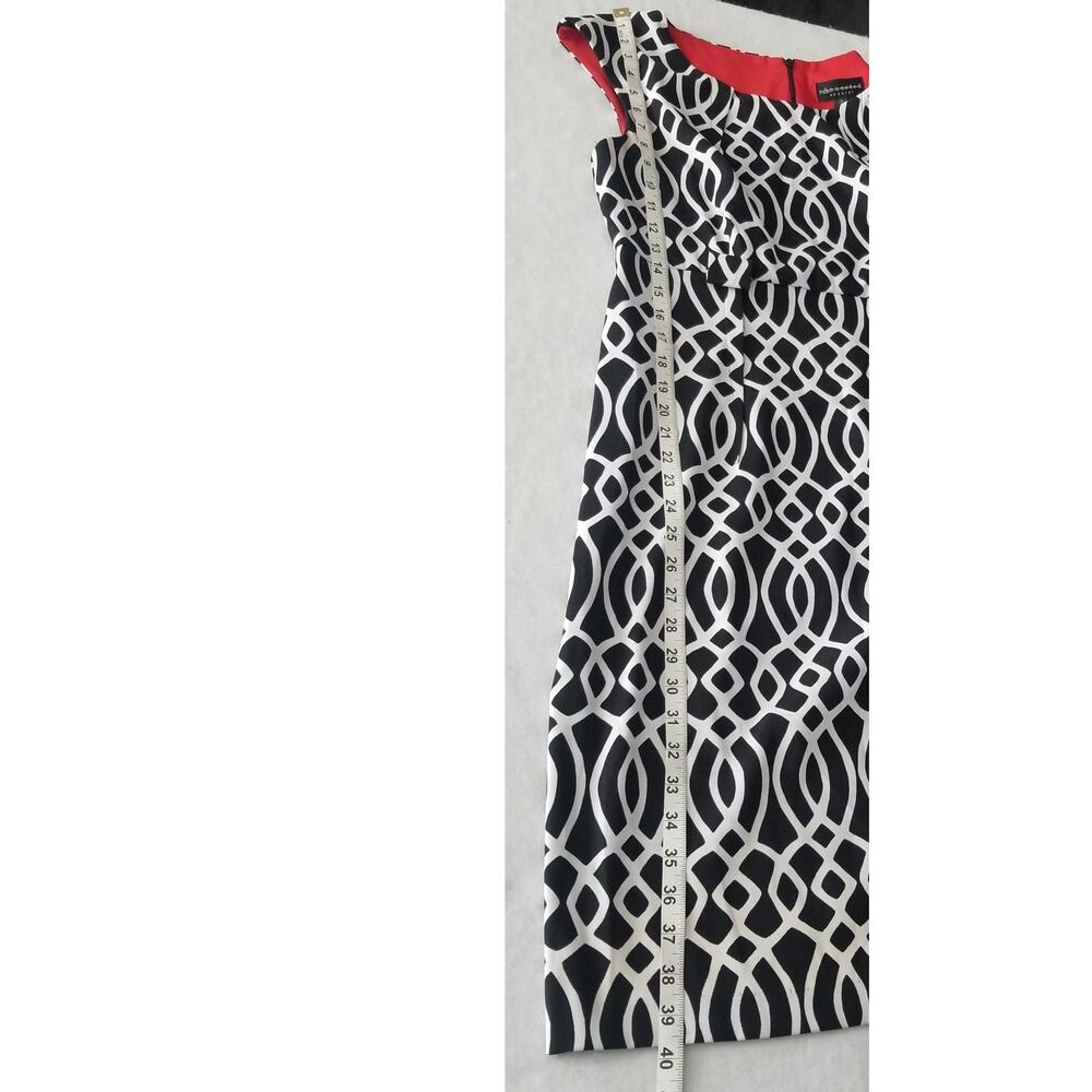 ❤️2/$12 Connected Apparel Women's Dress Black White Geometric Print Size 12 - Picture 8 of 9